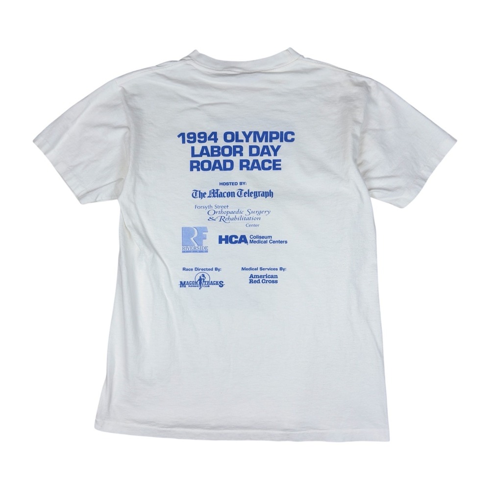Vtg 1994 Olympic Day Run T-Shirt USA Made Single Stitch White Men's L Jogging - Picture 2 of 10